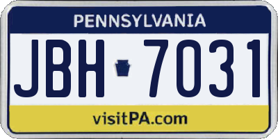 PA license plate JBH7031