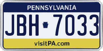 PA license plate JBH7033