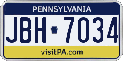 PA license plate JBH7034