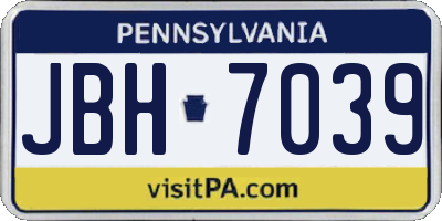 PA license plate JBH7039