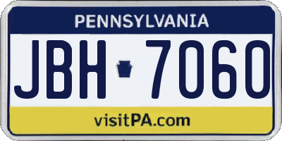 PA license plate JBH7060