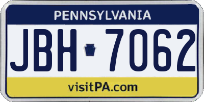 PA license plate JBH7062