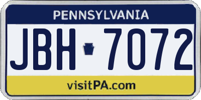 PA license plate JBH7072