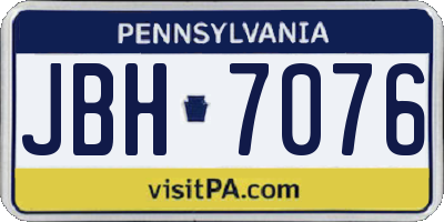 PA license plate JBH7076