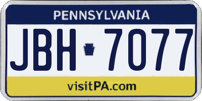 PA license plate JBH7077