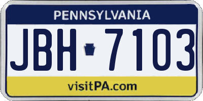 PA license plate JBH7103