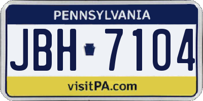 PA license plate JBH7104