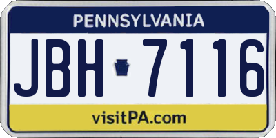 PA license plate JBH7116