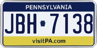 PA license plate JBH7138