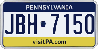 PA license plate JBH7150