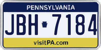 PA license plate JBH7184