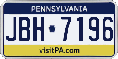 PA license plate JBH7196