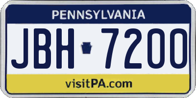 PA license plate JBH7200