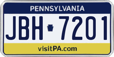 PA license plate JBH7201