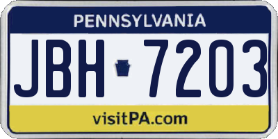 PA license plate JBH7203