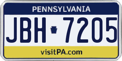 PA license plate JBH7205