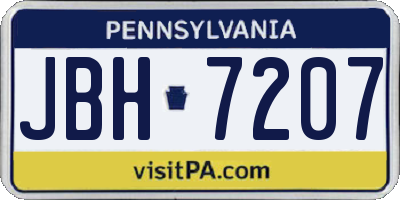 PA license plate JBH7207