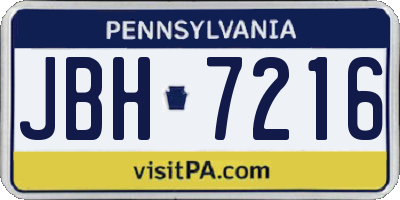 PA license plate JBH7216