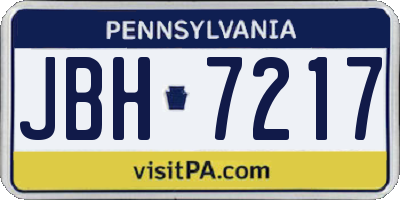 PA license plate JBH7217