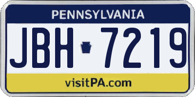 PA license plate JBH7219