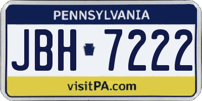 PA license plate JBH7222