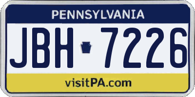 PA license plate JBH7226