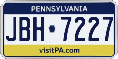 PA license plate JBH7227