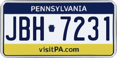 PA license plate JBH7231