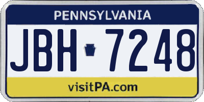 PA license plate JBH7248