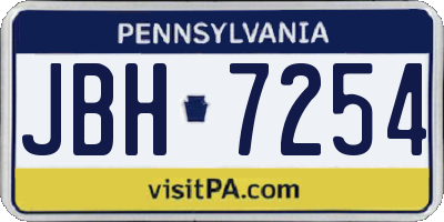 PA license plate JBH7254