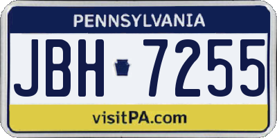 PA license plate JBH7255