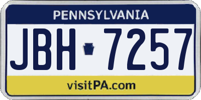 PA license plate JBH7257