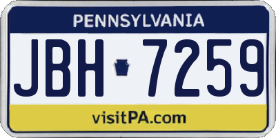 PA license plate JBH7259