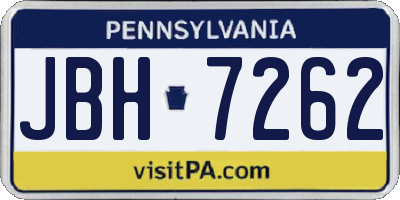 PA license plate JBH7262