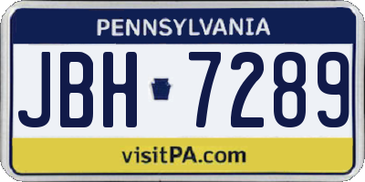 PA license plate JBH7289