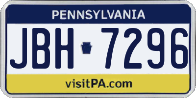 PA license plate JBH7296