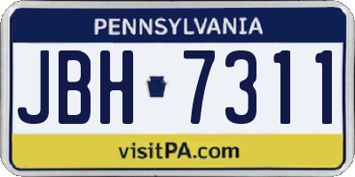 PA license plate JBH7311