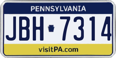 PA license plate JBH7314