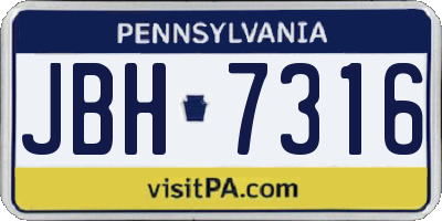 PA license plate JBH7316