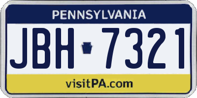 PA license plate JBH7321