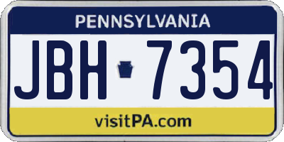 PA license plate JBH7354