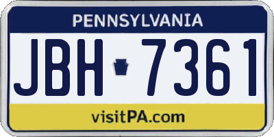 PA license plate JBH7361