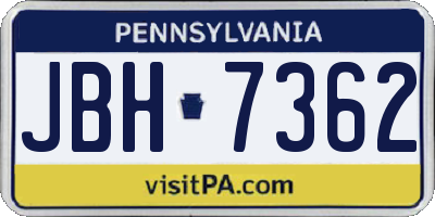 PA license plate JBH7362