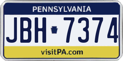 PA license plate JBH7374