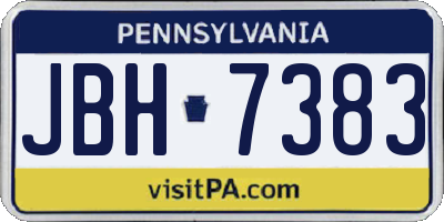 PA license plate JBH7383