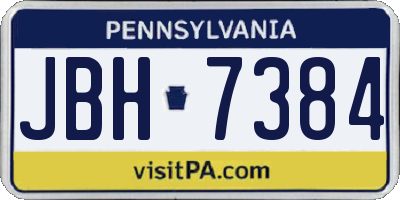 PA license plate JBH7384