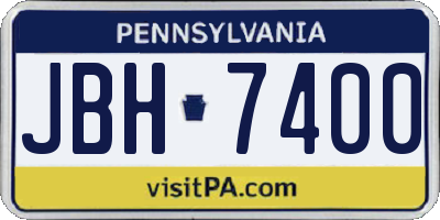 PA license plate JBH7400