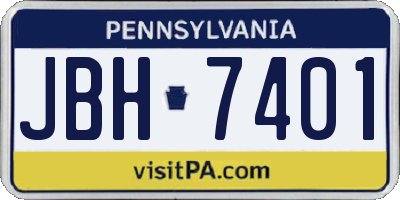 PA license plate JBH7401