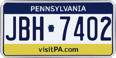 PA license plate JBH7402