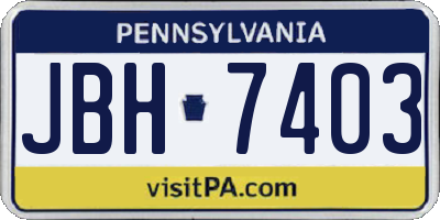 PA license plate JBH7403